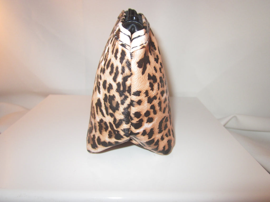 Luminess Air 11x7 Leopard Print Canvas Coated Pouch Makeup Foundation Travel bag