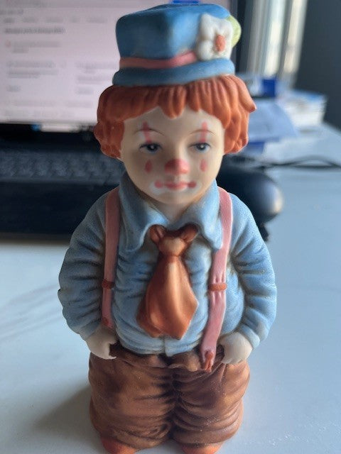 Vintage Ceramic Clown Enesco Imports "SPENDERS" 1986 Collectable 6 in