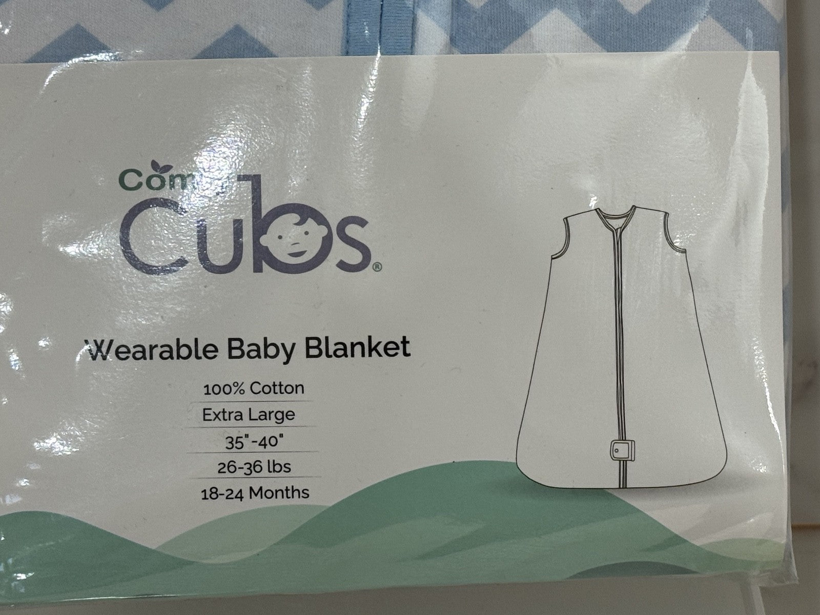 Comfy Cubs Sleepsack Wearable Blankets Blue & White 2PC Baby Blanket 18-24 Month