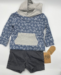 Chick Pea/ Easy Peasy 18M Baby Boy 2 pc. Outfit Hoodie Short Set, Football Print