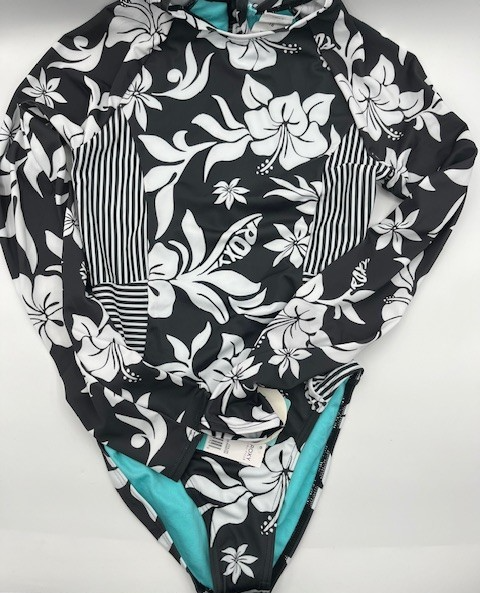 Roxy Girl One Piece Size 16/XL Swimwear Long Sleeve Multicolor Swimsuit,Blk. NWT