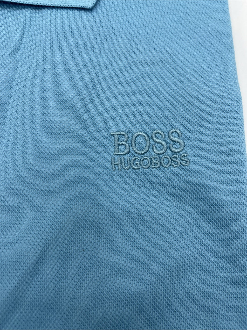 Authentic Hugo Boss Polo Shirt Slim Fit Light Blue / Blue Logo / Size XXL, NWT