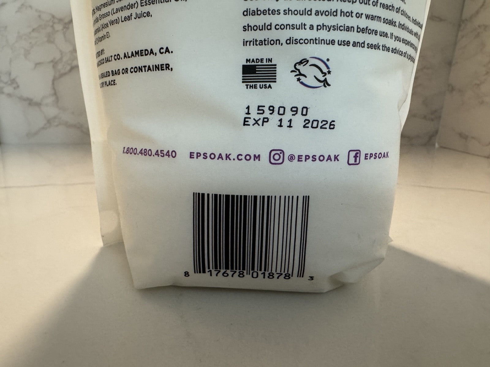 Epsoak Natural Collection Sleep Formula Lavender Epsom Salts, 3 LBS (48 oz) NEW