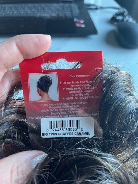 REVLON SCRUNCHIES PONYTAIL WRAP SWIRLZ BOUNCE EXTENSION BIG TWIST COFFEE CARAMEL