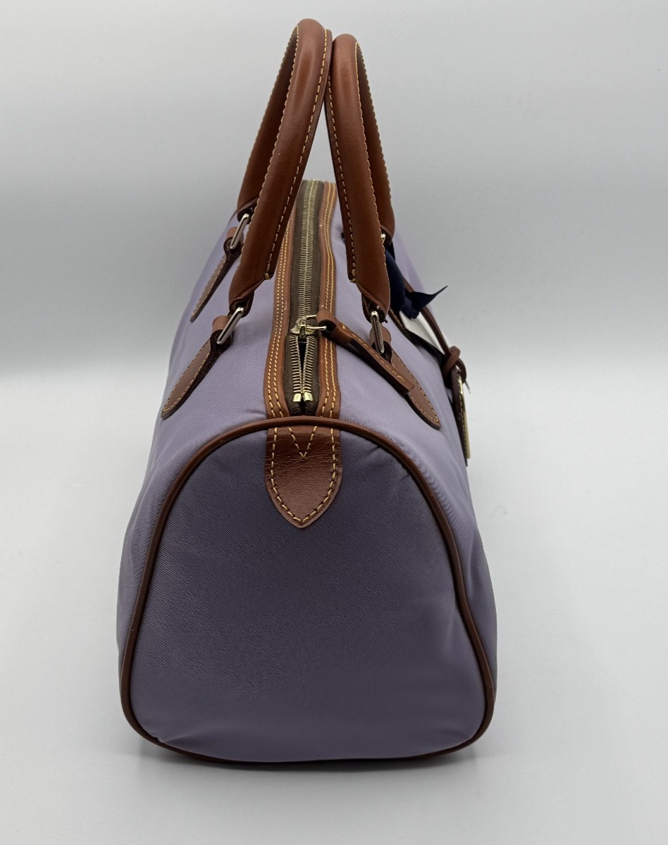 Dooney and Bourke Purple Lavender Classic Satchel, Brown Leather Zipper, NWT