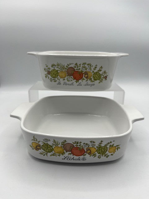 2pc Vintage Corning Ware Marjolaine Oven, Microwave Safe Cooking Set, Pre-owned