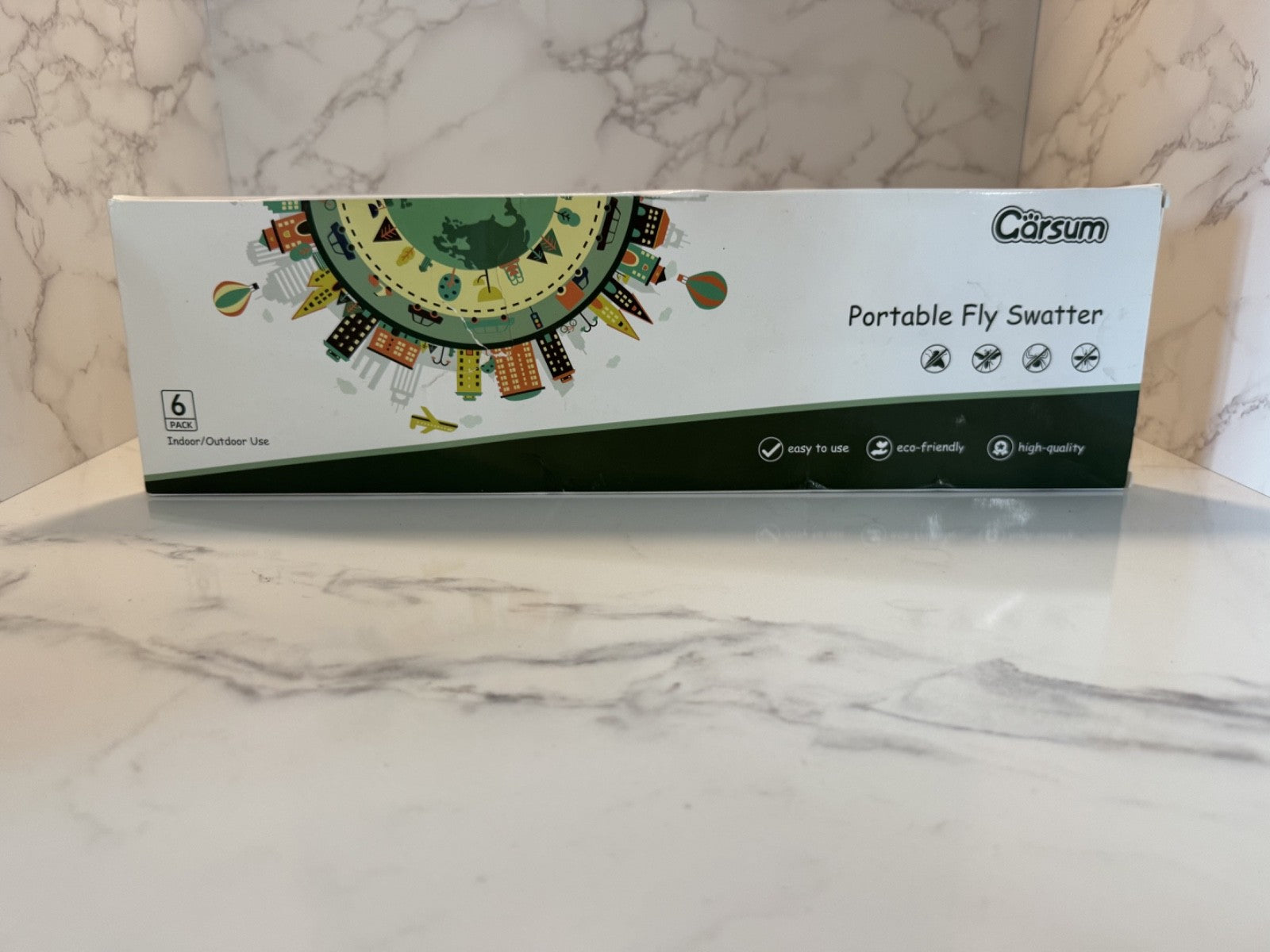 6 Pack Fly Swatter Carsum Colorful, Indoor & Outdoor NIB Free Shipping