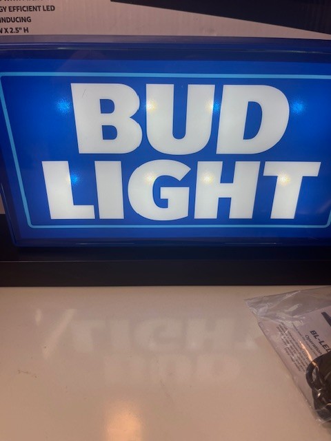 Bud Light LED Lightbox 12" x 2.5"Micro USB Power Man Cave Game Room Bar Gift NIB