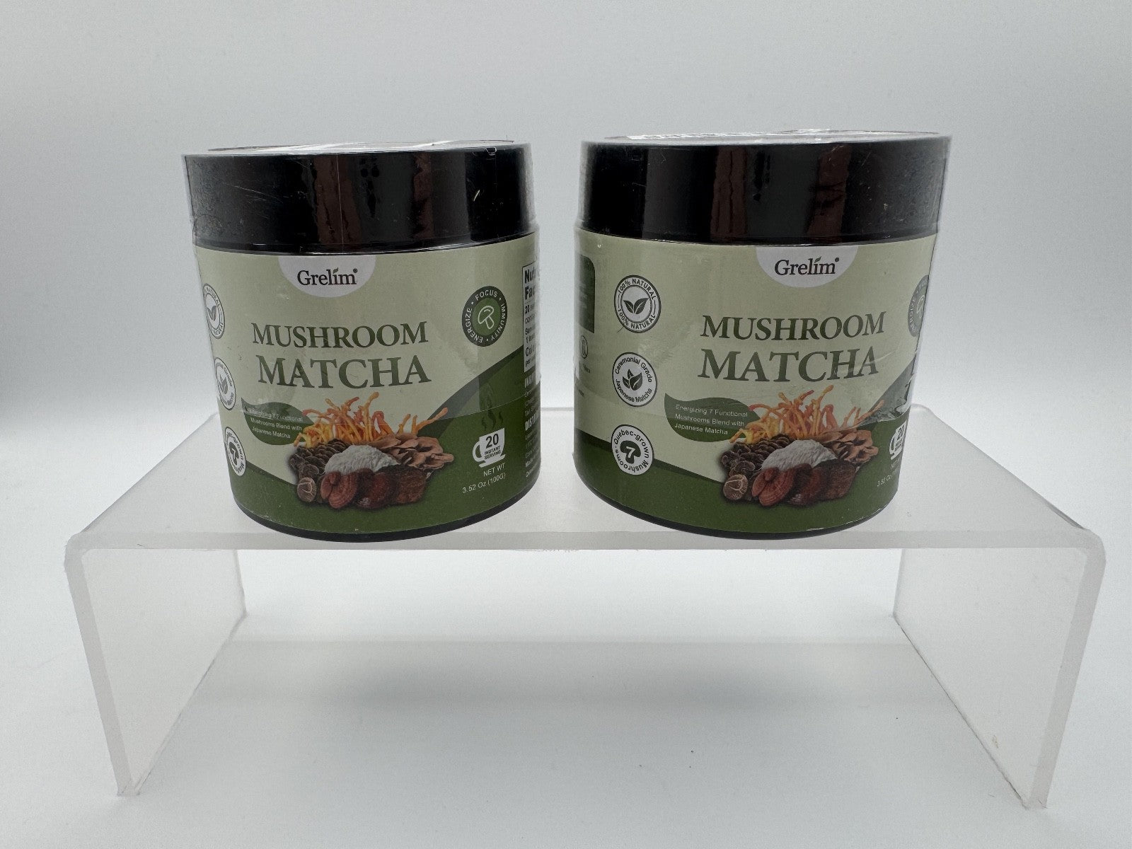 2 pk Grelim Mushroom Matcha Infused W/7 Superfood Mushrooms MCT Oil Coconut Milk