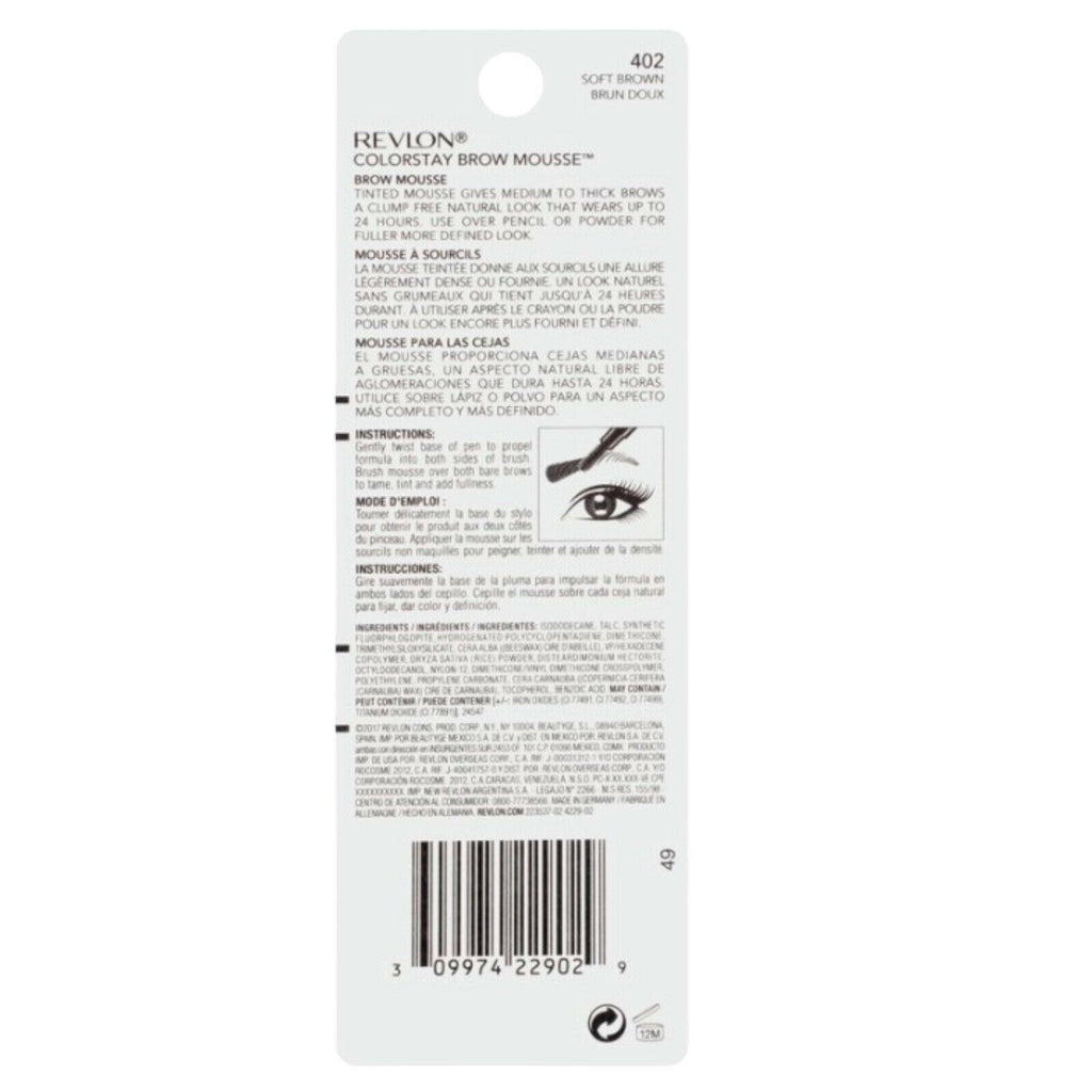 Revlon COLORSTAY BROW MOUSSE 402 SOFT BROWN Eyebrow Makeup NEW Sealed