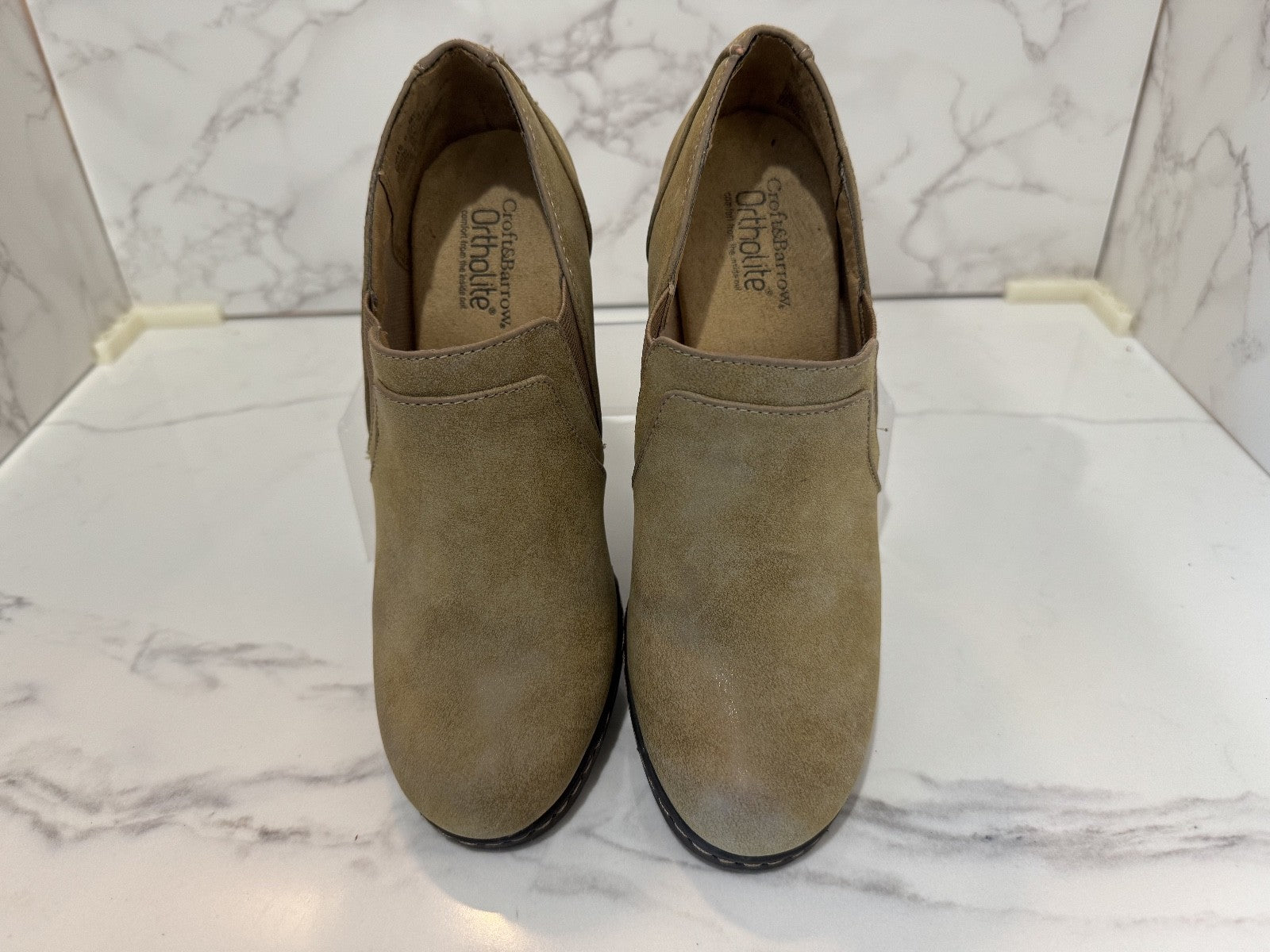 Croft Barrow Ortholite Women's Morgan Slip-on Heel Mules Size 6.5 Tan, Pre-owned