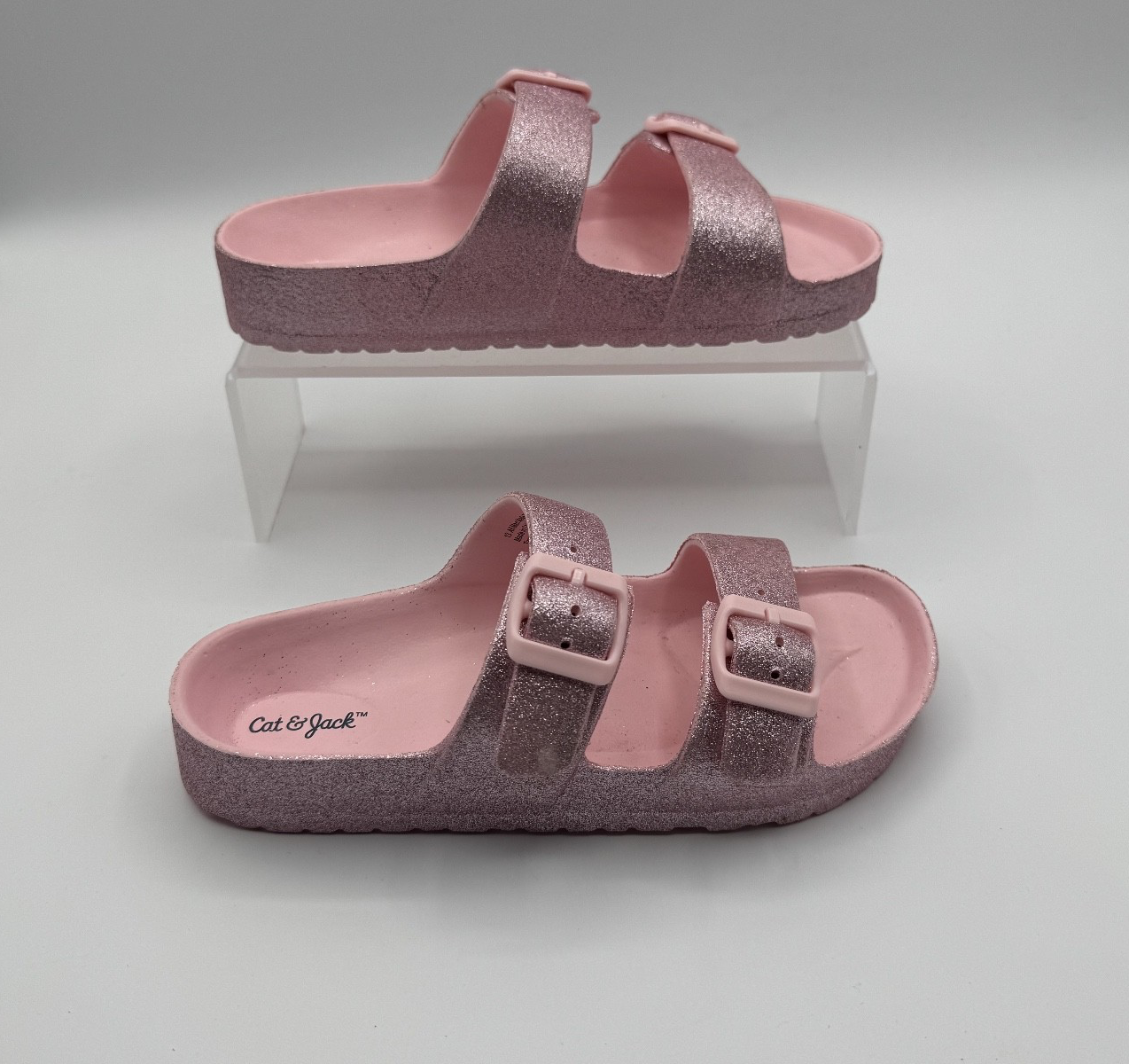 Cat & Jack Girls Summer Sandal, Pink Glitter, Size 13, Beach, Pool, Open Toe NEW