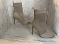 Steve Madden Maxwelle Beige Knit Sock Boot Heels Size 9M Rhinestone Heel New