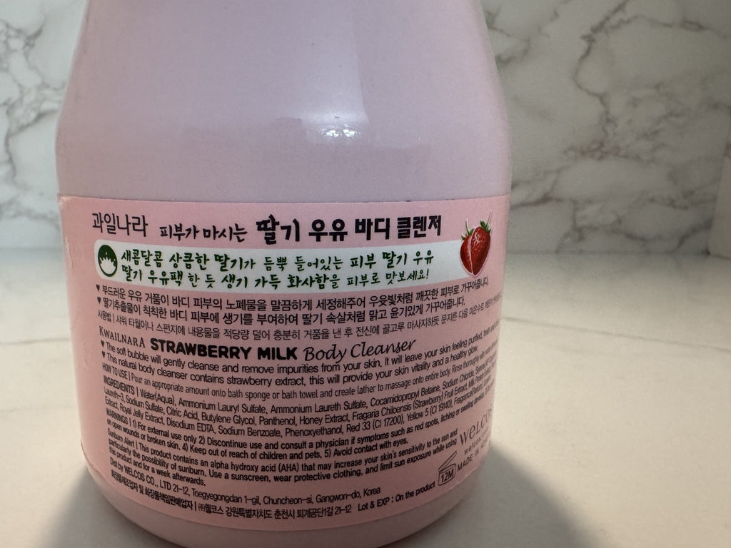 Kwailnara Welcos Strawberry Milk Body Cleanser, K-Beauty, 560mL/ 19.7 Oz. NEW