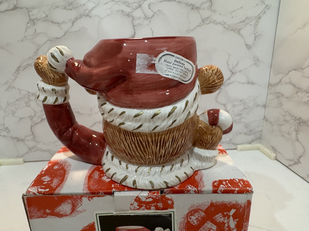 Vintage 1994 Omnibus Christmas Teddy Bear Mug Large, Gift for Christmas NIB