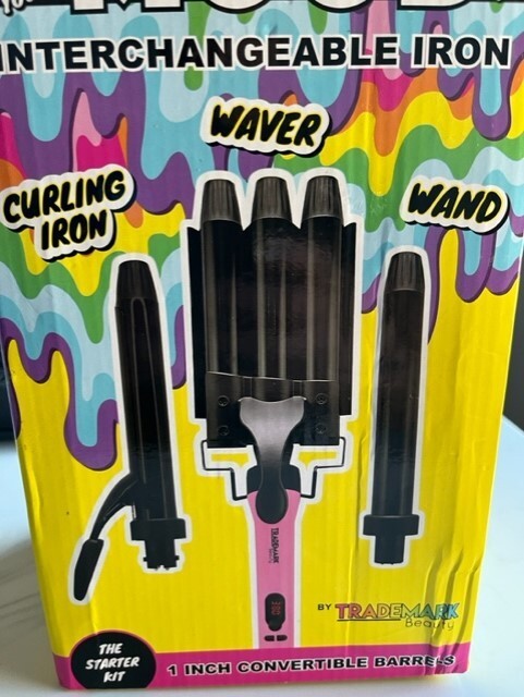 Trademark Beauty Mood Interchangeable Hair 3 in 1 Curling Iron+Glove,Clips & Bag