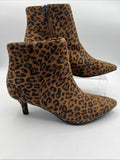 Aerosoles EDITH Leopard Print Zip Pointed Toe Ankle Fax Suede Heel Boot Sz.8 New