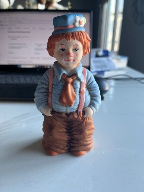 Vintage Ceramic Clown Enesco Imports "SPENDERS" 1986 Collectable 6 in