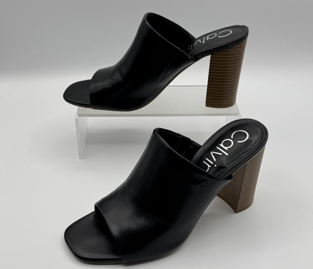 Calvin Klein Women's Jotie Block Heel Dress Sandals Black, Size 8m, pre-owned