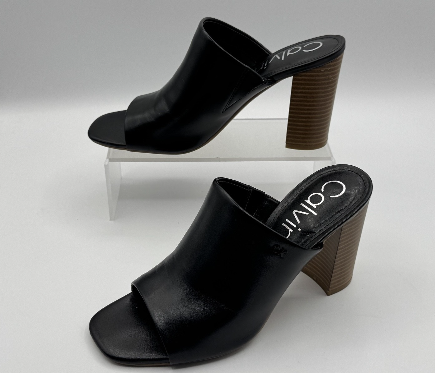Calvin Klein Women's Jotie Block Heel Dress Sandals Black, Size 8m, pre-owned