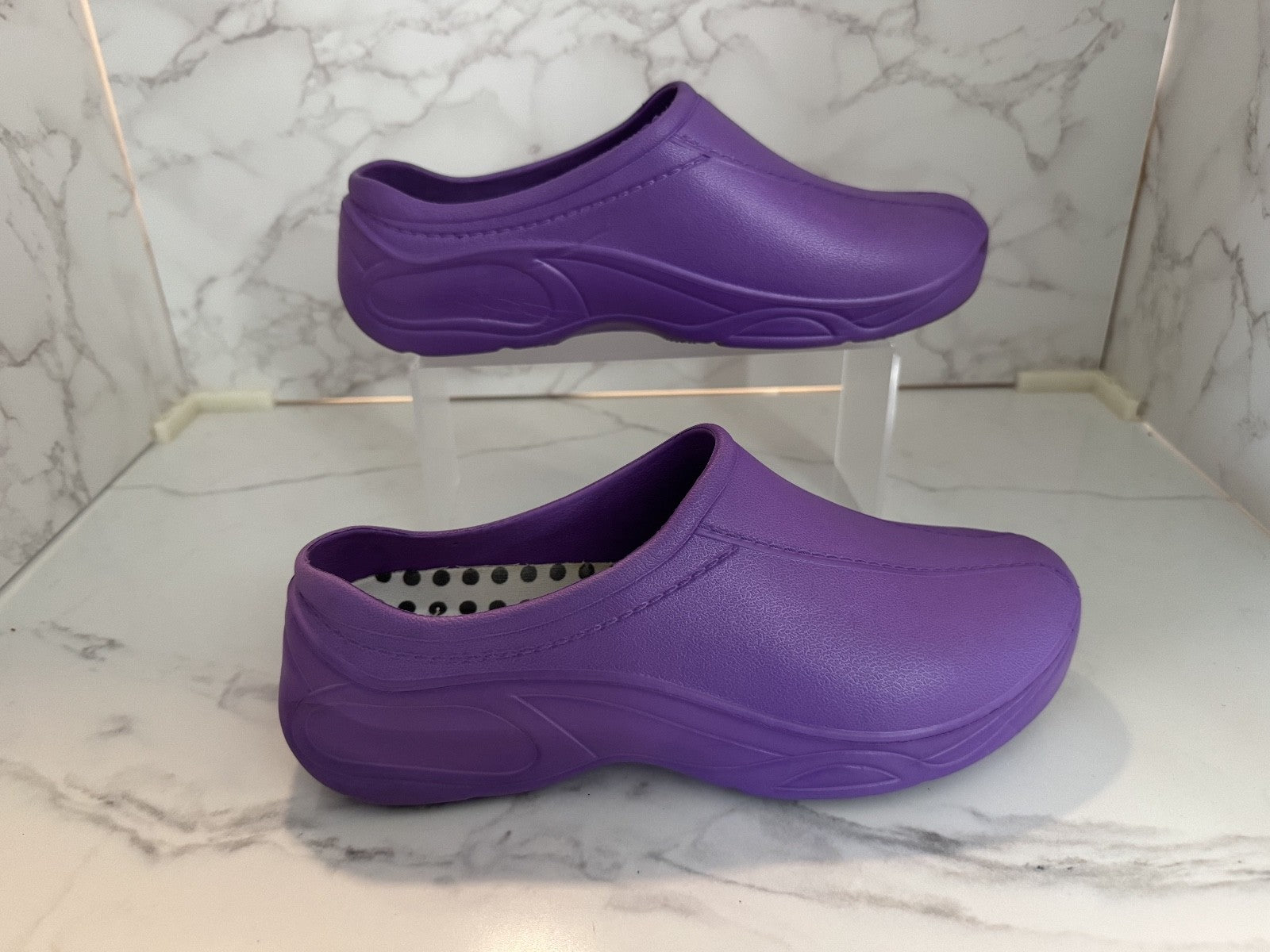 Mandy Nurse Shoes by Delta Uniforms Sz. 11 Rubber Slip-on Clogs, Purple, Pre-own