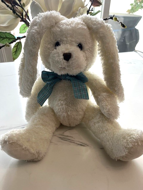 White Bunny Rabbit Plush Floppy Ears w/ bow tie, Stuffed Animal Toy PRE-OWNED