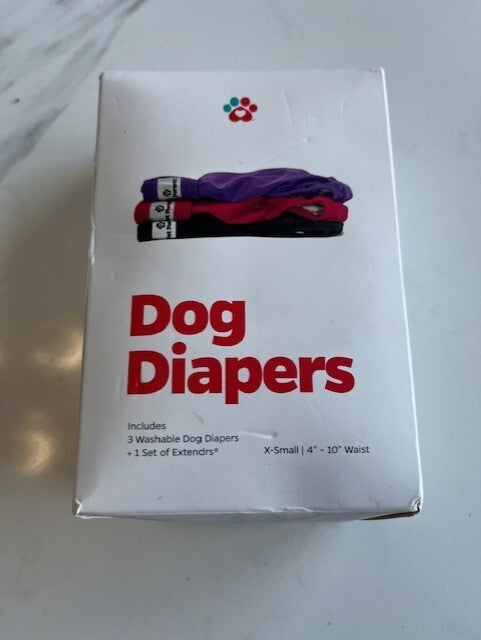 Pet Parents Washable Dog Diapers & Extenders 3pk Princess-Purple, Pink, Black XS