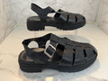 Old Navy Sandals Womens Size 10 Black Leather Chunky Fisherman Lug Strap Buckle