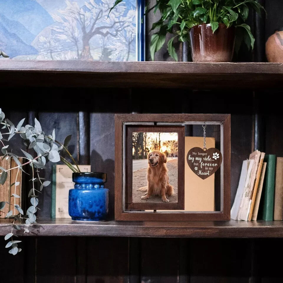 Pet Memorial Gifts for Dogs Cats Rotating Wooden Picture Frame for 4X6 Photo NEW