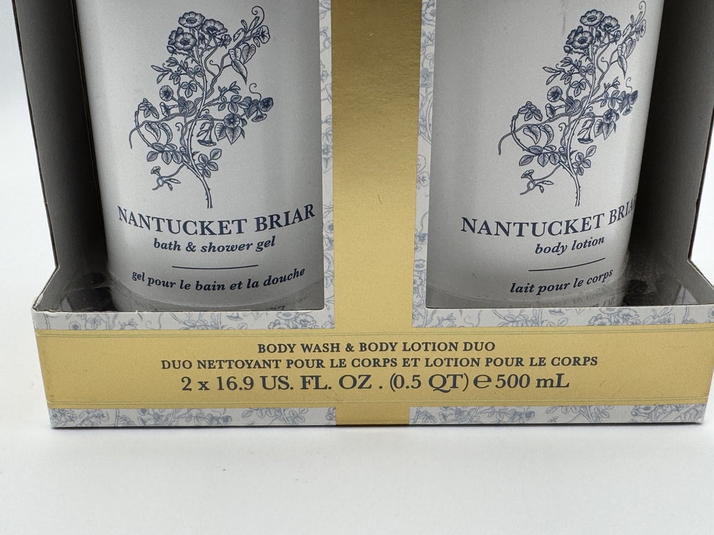 Crabtree & Evelyn Nantucket Briar Bath & Shower Gel + Lotion 2pc Set, NEW