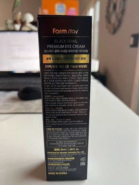 FARMSTAY Black Snail Premium Eye Brightener Cream Improve Appearance Of Wrinkles