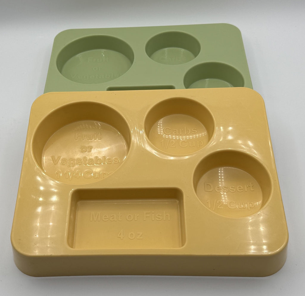 2 Perfect Portion Food Separation Plates Tray for Weight Loss Nutrition Vintage