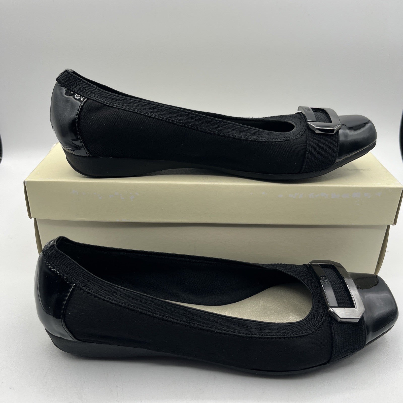 Anne Klein Signature AKUPLIFT 2 iflex Women Shoes Sz 8M Ballet black Slip on NIB