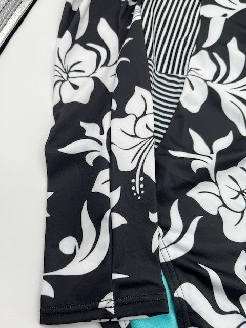 Roxy Girl One Piece Size 16/XL Swimwear Long Sleeve Multicolor Swimsuit,Blk. NWT