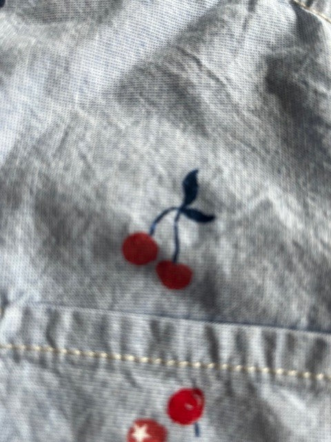 OshKosh B’Gosh Overalls Shortalls Baby/Kid Size 2T Light Blue W/Red Cherries NWT
