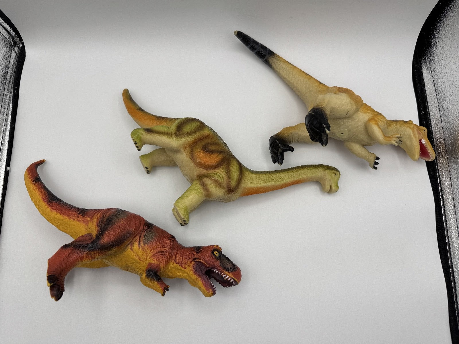 3pc Vintage Dinosaur Toys Lot, 8 Inch Play Toys, Pre-owned, Excellent Condition
