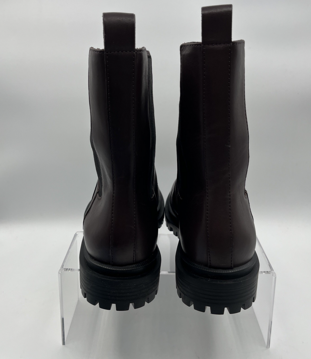 Arezzo Bota Salto Baixo Couros Atanado Soft Grape Brown Leather NIB Size 7.5 003