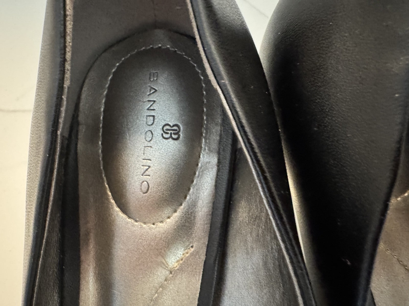 Womens Bandolino Leather Black Pumps, Banbatell 03-SC, 3 inch Heels, Size 9M
