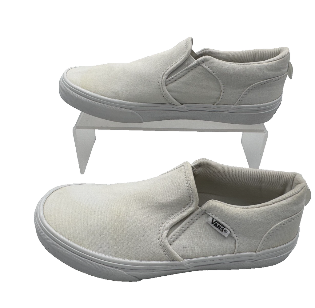 Vans Classic Slip-On True White Canvas Unisex Kids Youth Shoes Size 4