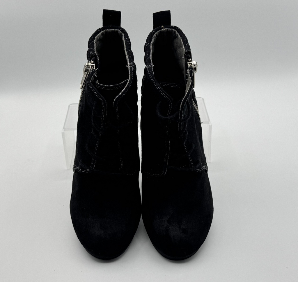 Bongo Shoes Women's Size 8M Black Kedzie Suede Wedge Ankle Bootie Zipper Pre-own