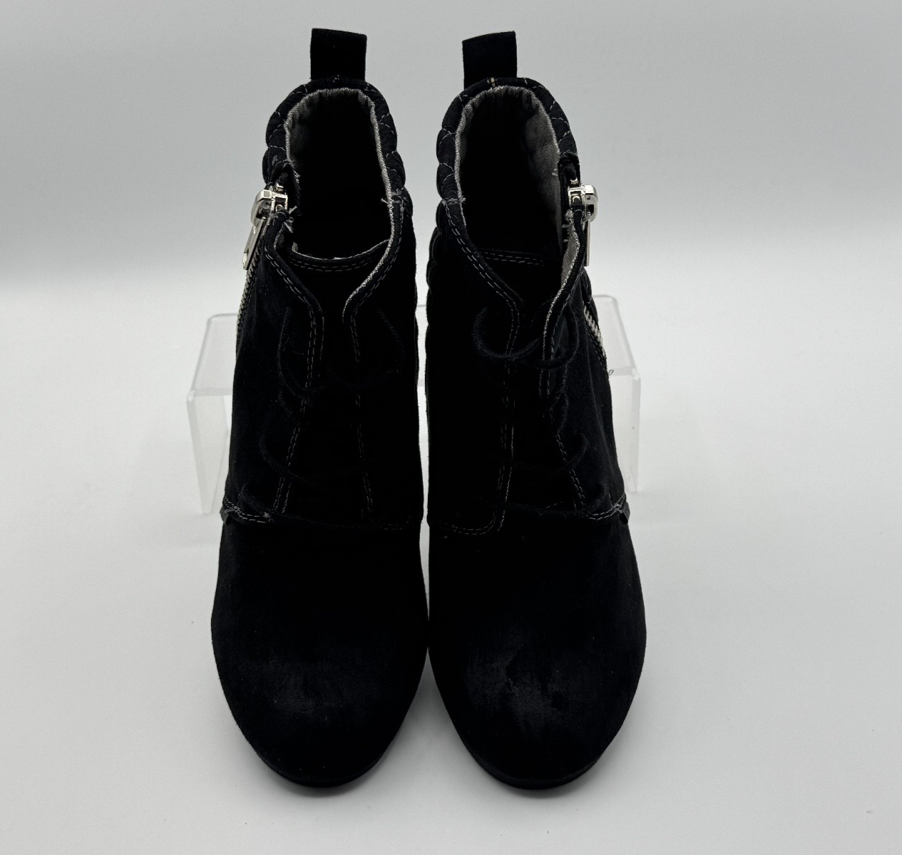 Bongo Shoes Women's Size 8M Black Kedzie Suede Wedge Ankle Bootie Zipper Pre-own