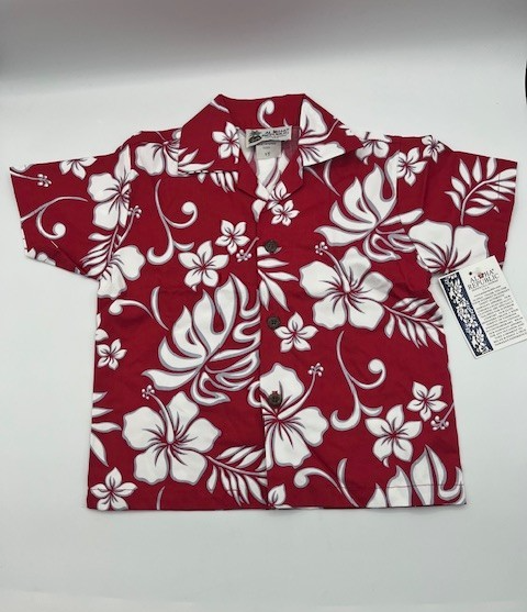 Aloha Republic Toddler Boy Tropical 2 pc. Shirt Short Set Red Floral Size 1T NWT
