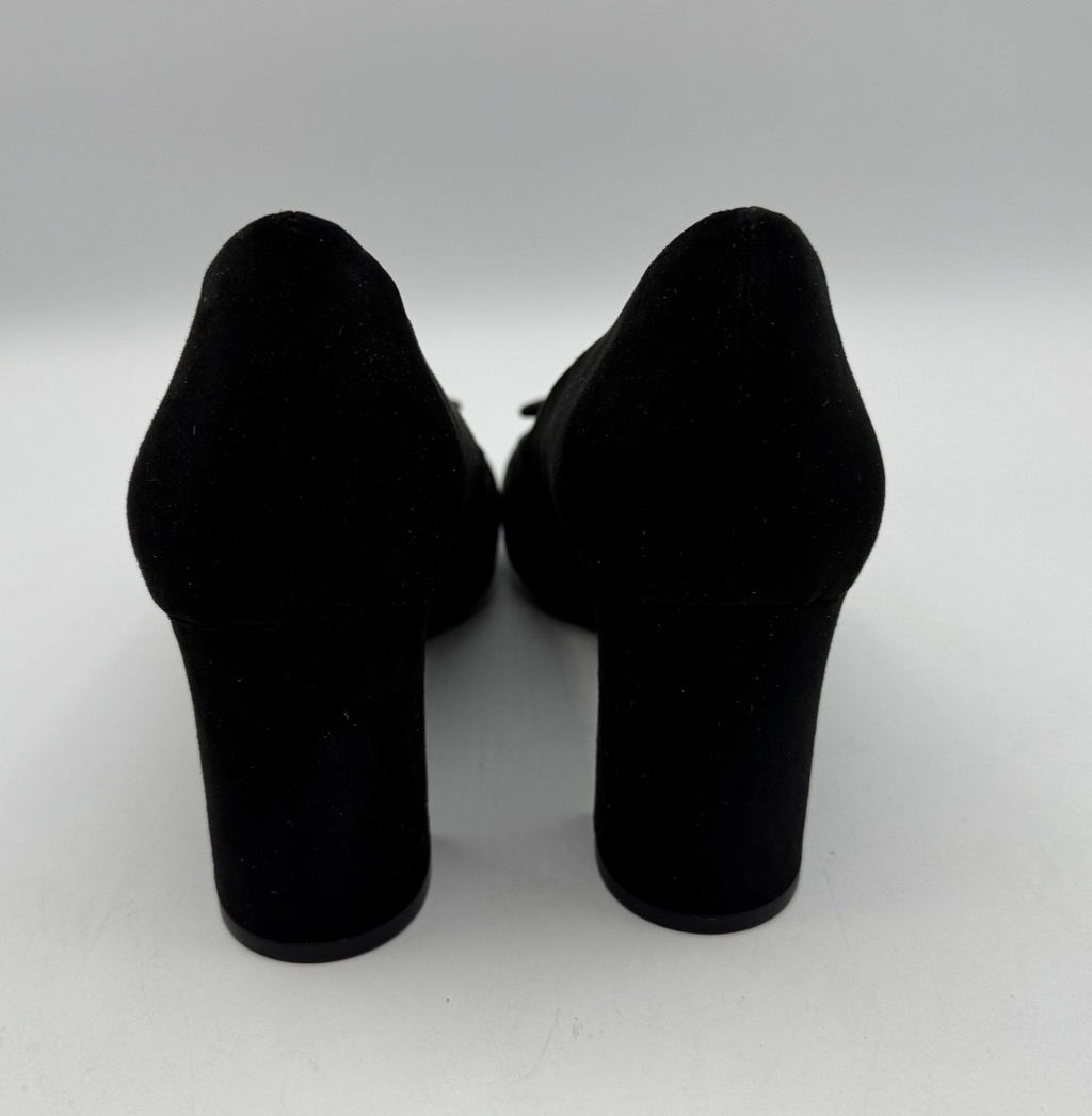 Anne Klein Women's Bentley Buckle Block Heel Pumps Black Suede, Size 6.5 NEW 003