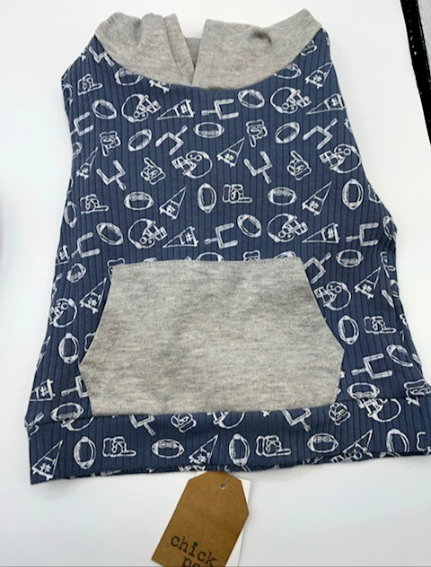 Chick Pea/ Easy Peasy 18M Baby Boy 2 pc. Outfit Hoodie Short Set, Football Print