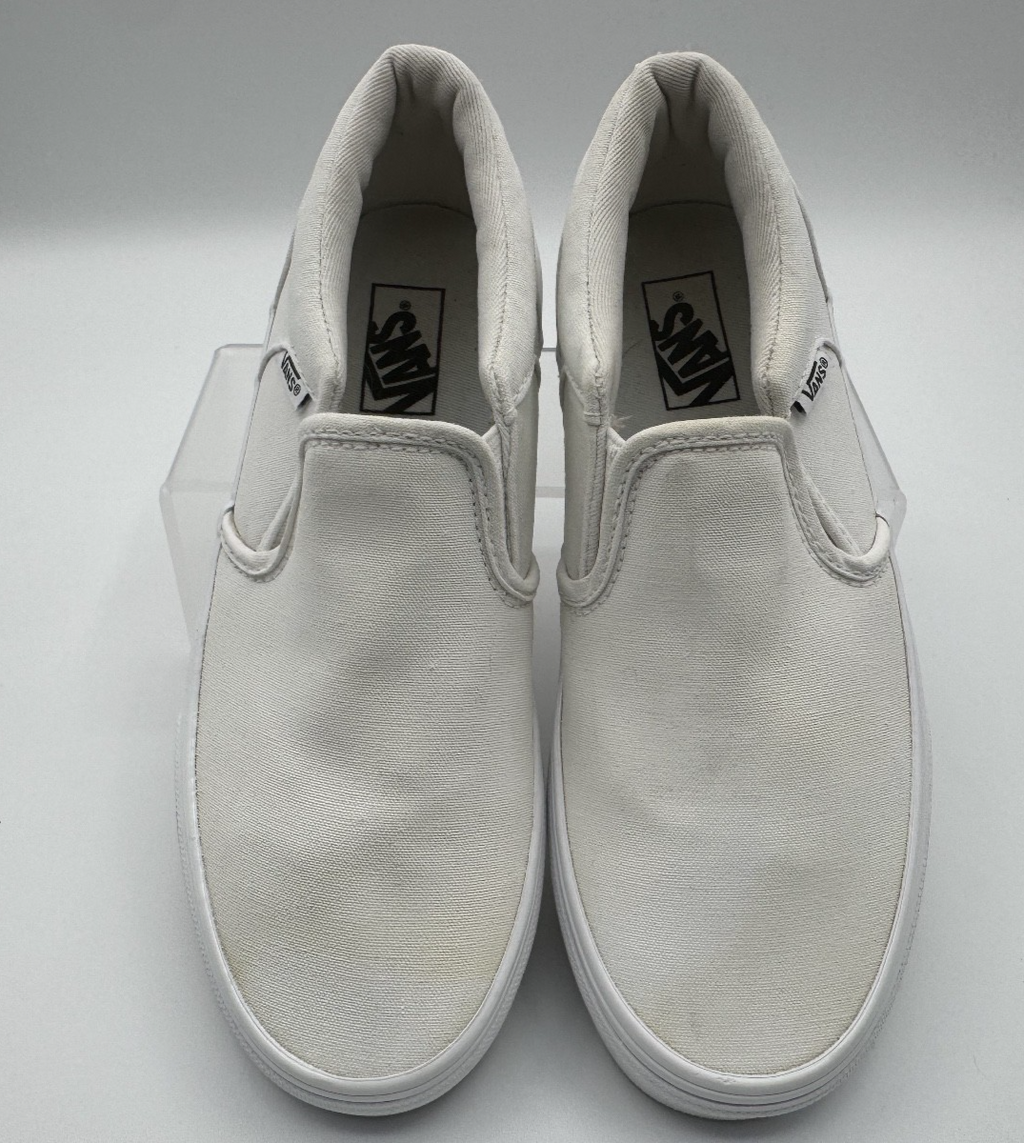 Vans Classic Slip-On True White Canvas Unisex Kids Youth Shoes Size 4