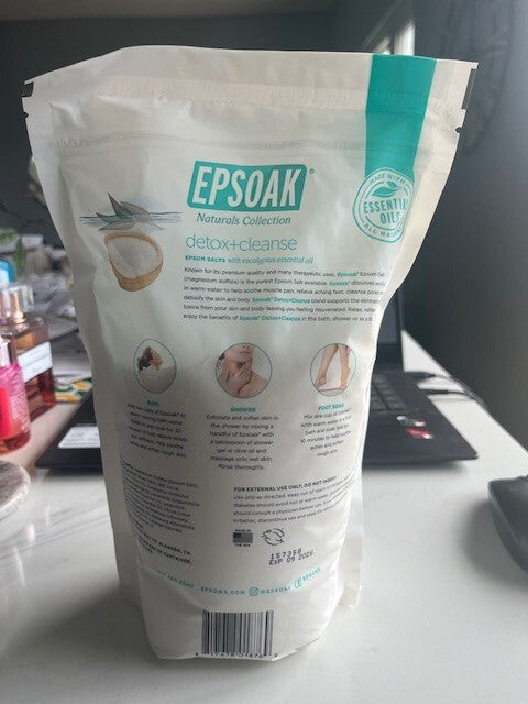 Epsoak Naturals Collection Epsom Salt 3 Lbs Detox + Cleanse Bath Salts, 9/28 New