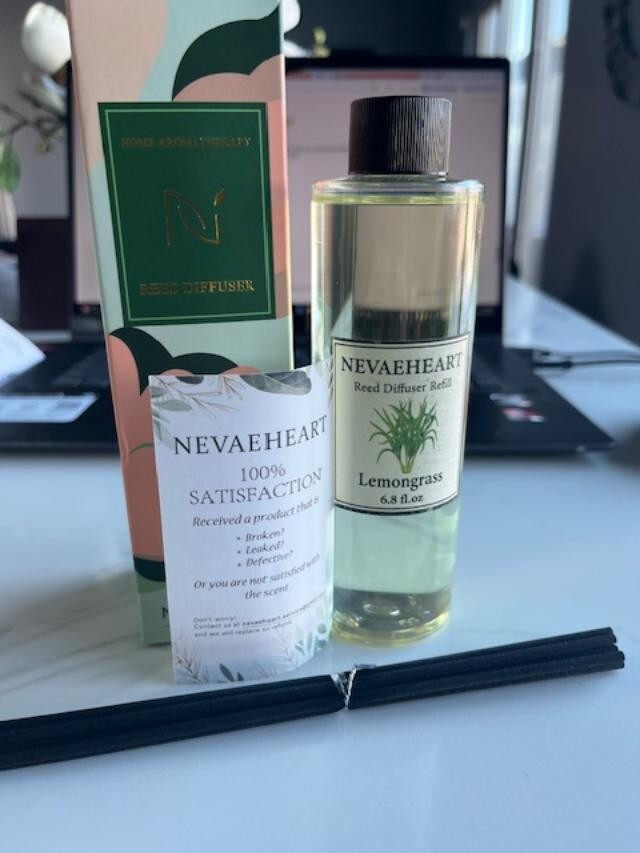 LEMONGRASS Reed Diffuser Set 6.8oz W/Sticks, Home Fragrance, Aromatherapy Refill