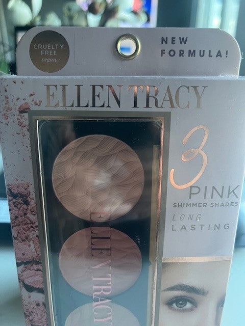 Ellen Tracy 3 Pink Shimmer Shades Blush Trio Rose /Pink/Dip Pink Blush Trio NIP