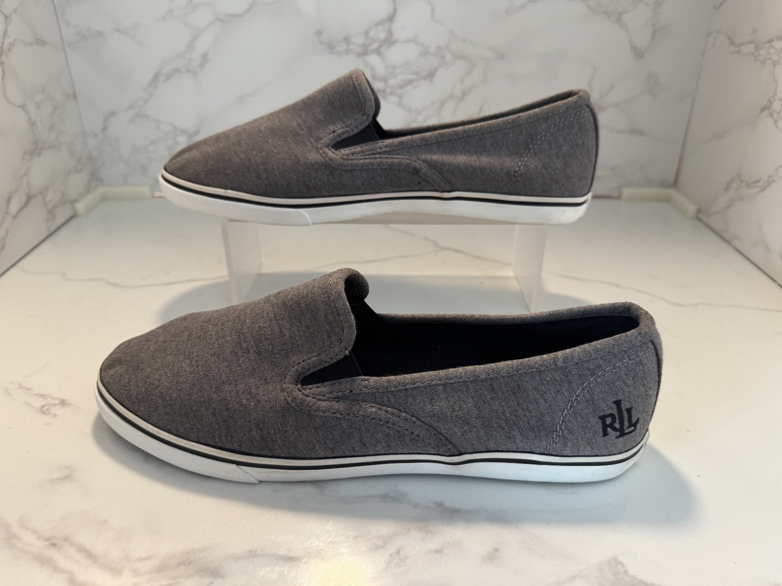 Ralph Lauren Janis Sneaker Shoe Slip-On Gray Chambray Women's Size 10B, Pre-owne