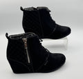 Bongo Shoes Women's Size 8M Black Kedzie Suede Wedge Ankle Bootie Zipper Pre-own